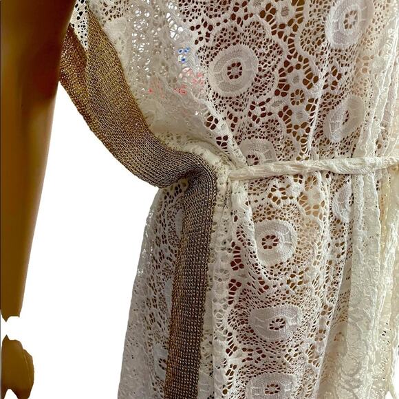 Mark’s There Paris Cream Gold Designer Lace Crochet Tunic O/S - Picture 7 of 11